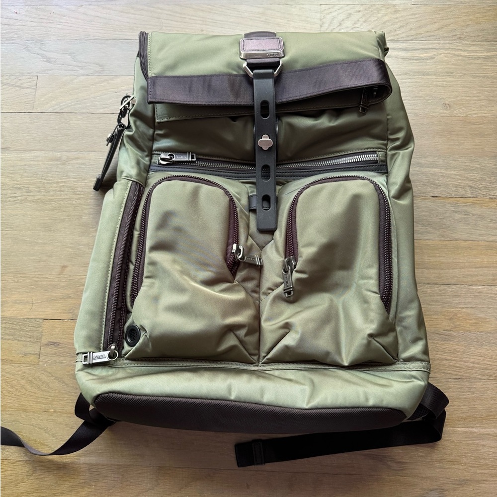 TUMI ALPHA BRAVO LONDON ROLL TOP BACKPACK Green
